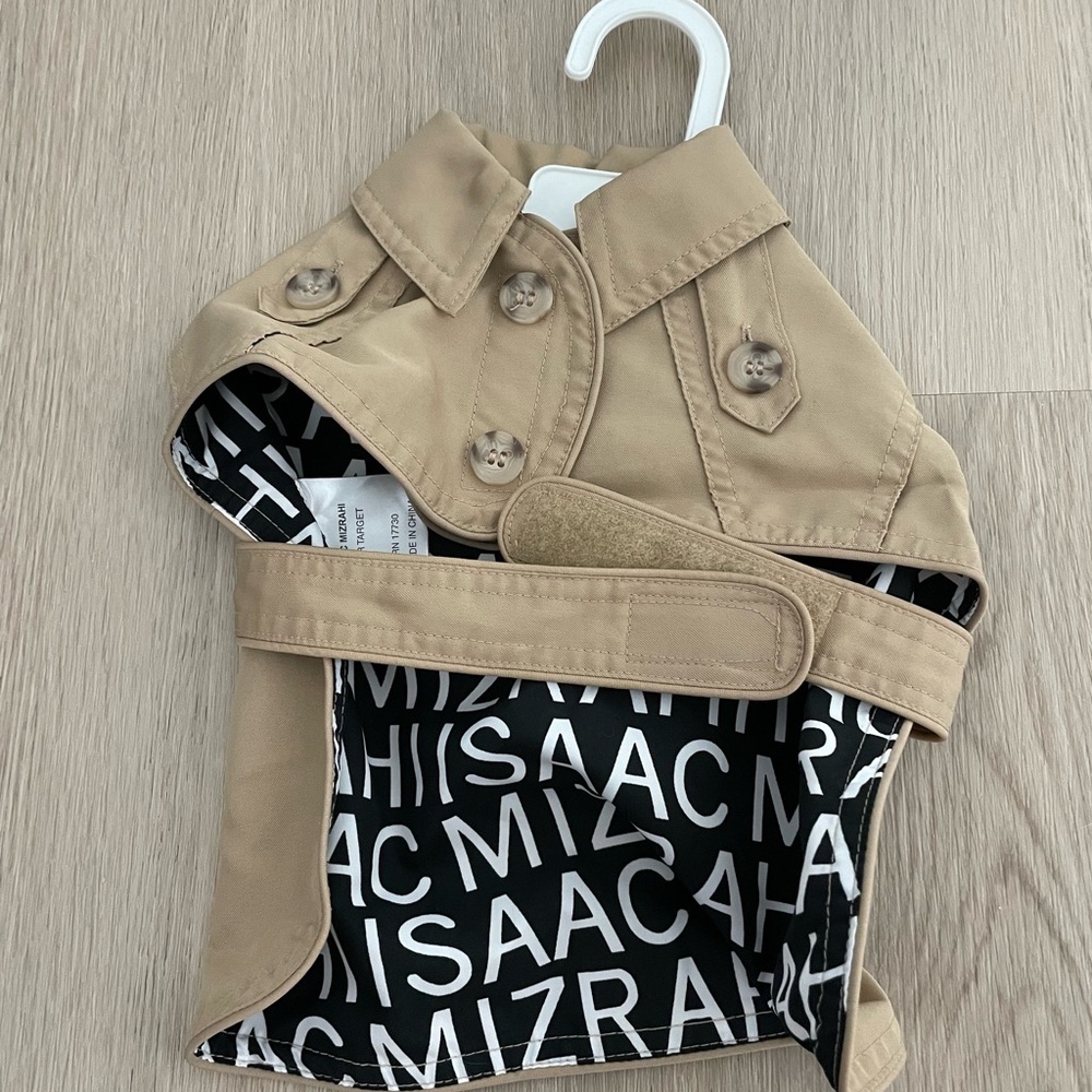 Isaac Mizrahi x Target Dog Trench Coat Small Beige Belted - Picture 2 of 3